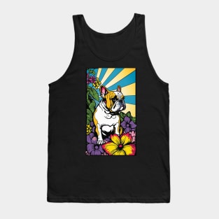 Bulldog Vibrant Tropical Flower Tall Retro Vintage Digital Pop Art Portrait 3 Tank Top